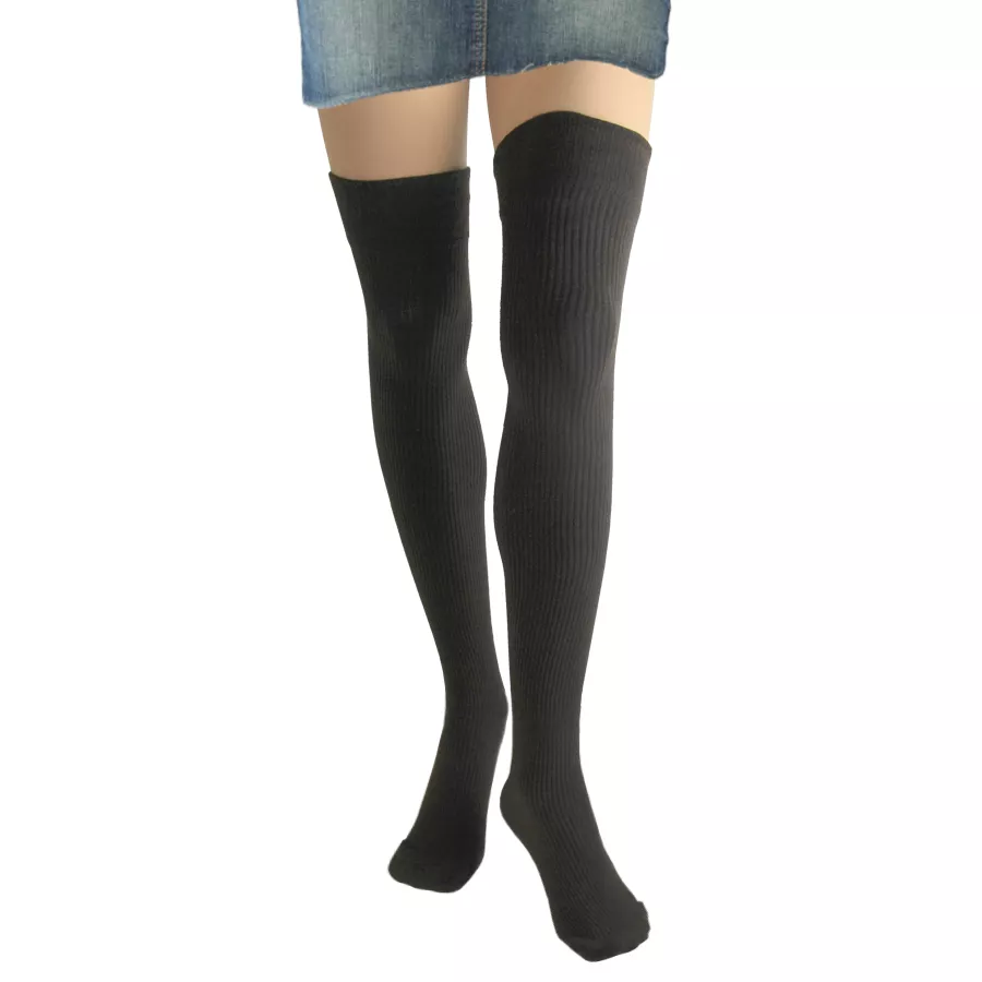 Cotton Rib Thigh High
