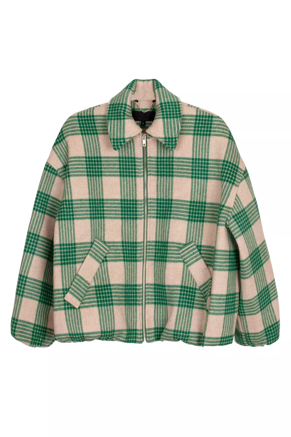 Cream & Green Plaid Wicke Jacket