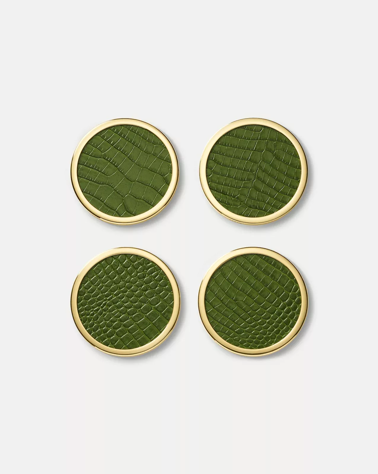 Croc-Embossed Leather Coaster Set