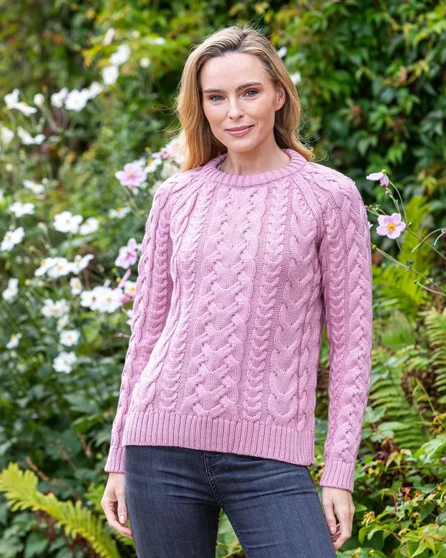 Cropped Aran Sweater Rose Ash