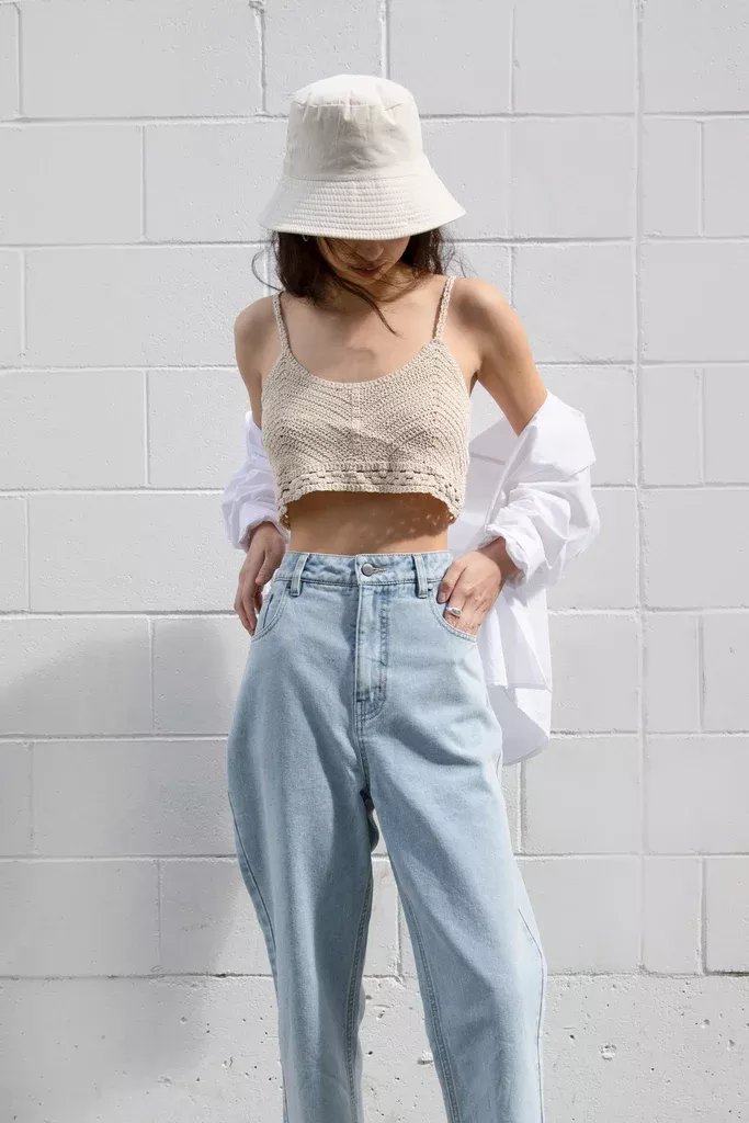 CROPPED CROCHET KNIT TANK