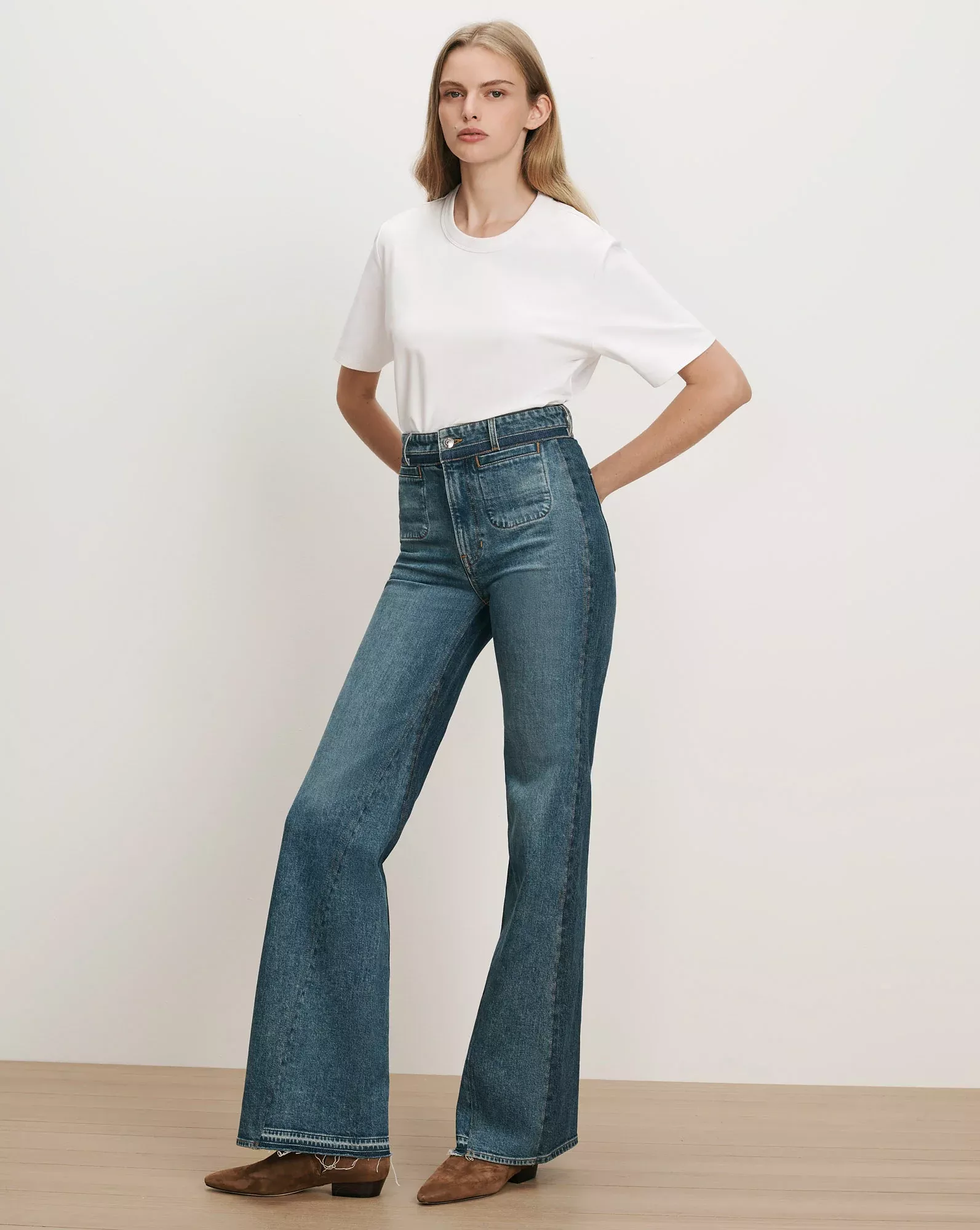 Crosbie Color-Block Slim Wide-Leg Jean
