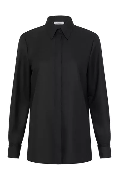Cruz Shirt in Black & Camel Cashmere