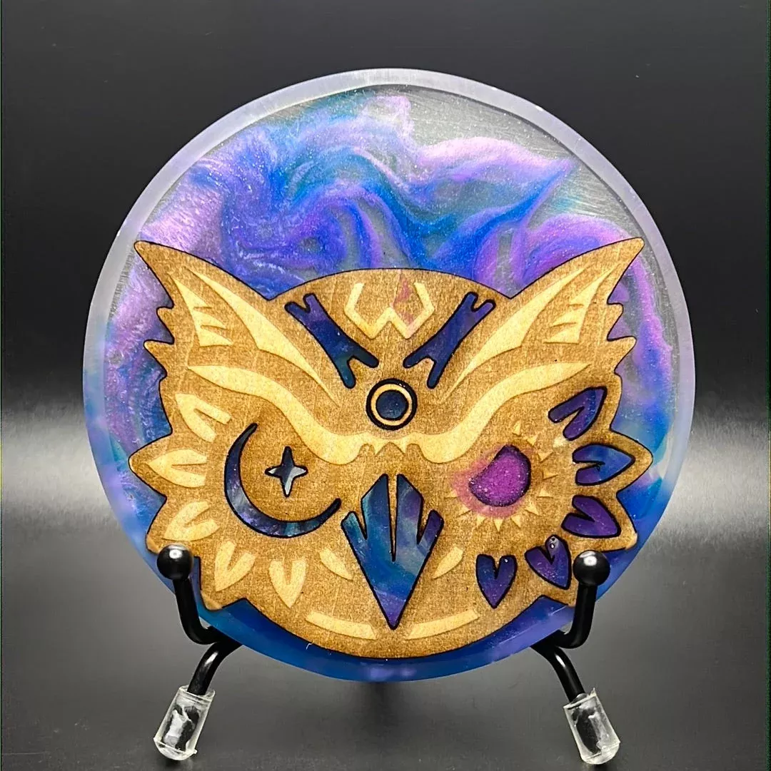 Custom Resin Mini - Blue Glow Wiser Hyzer Owl Logo