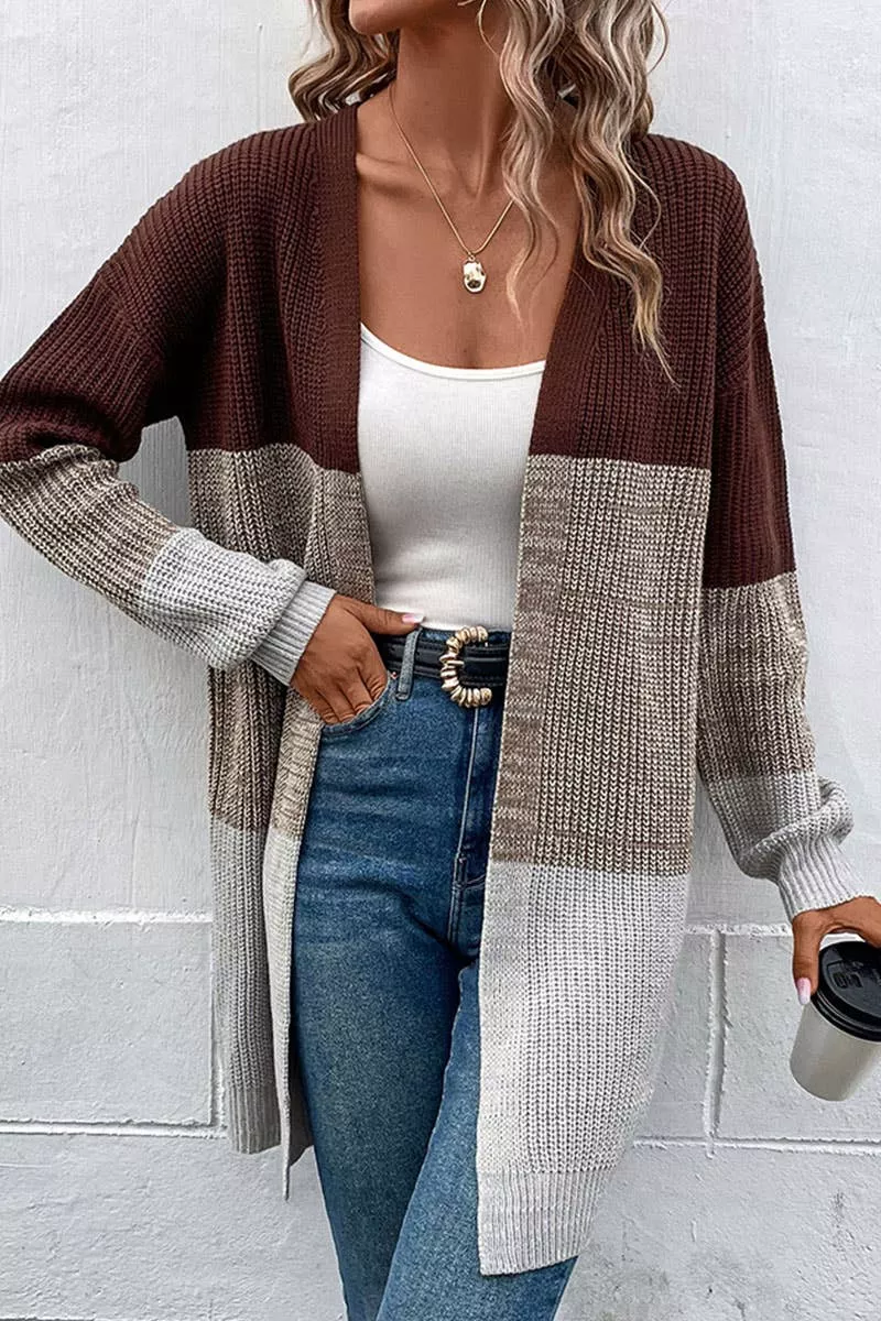CWOCAL0237_LONG SLEEVE COLOR BLOCK CARDIGAN COAT