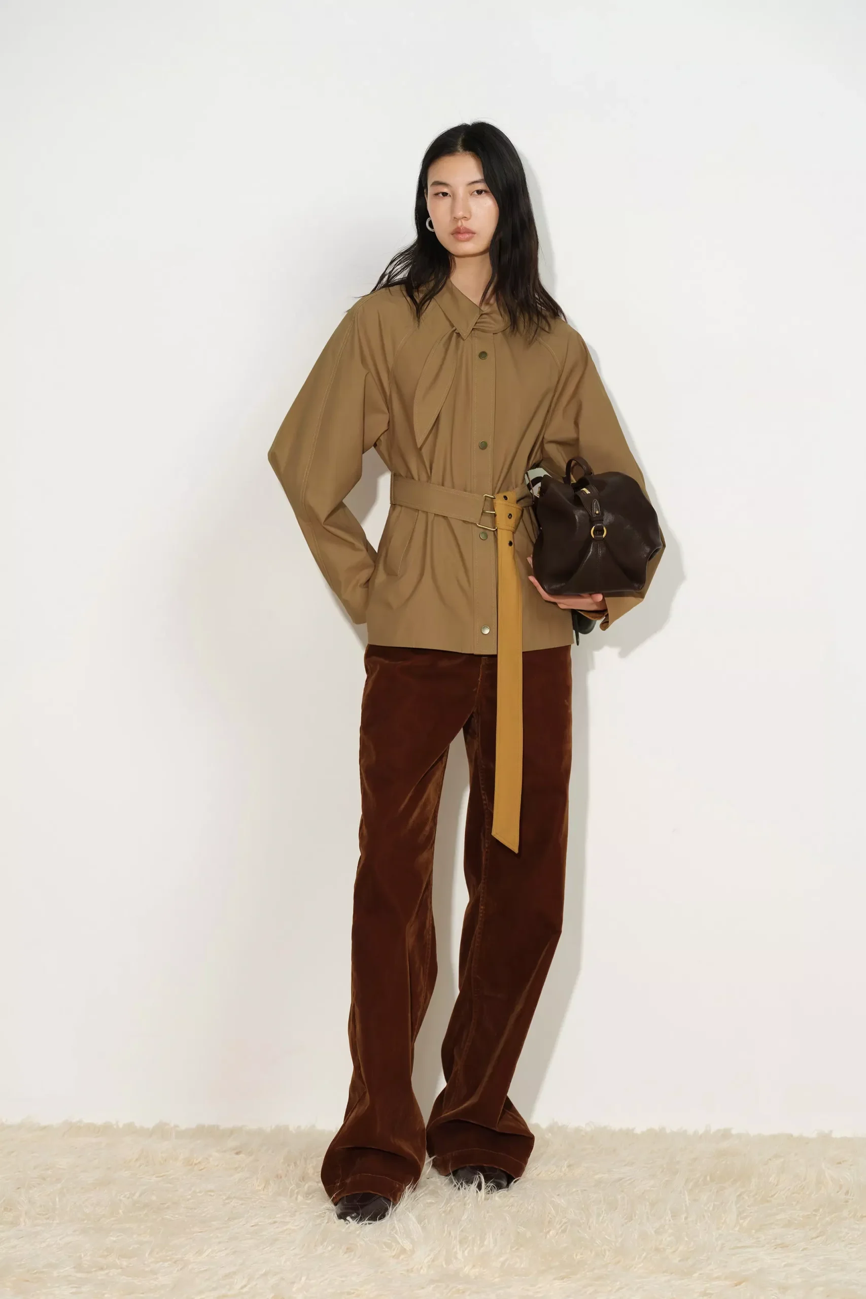 Daisy Scarf Collar Trench Coat in Cotton
