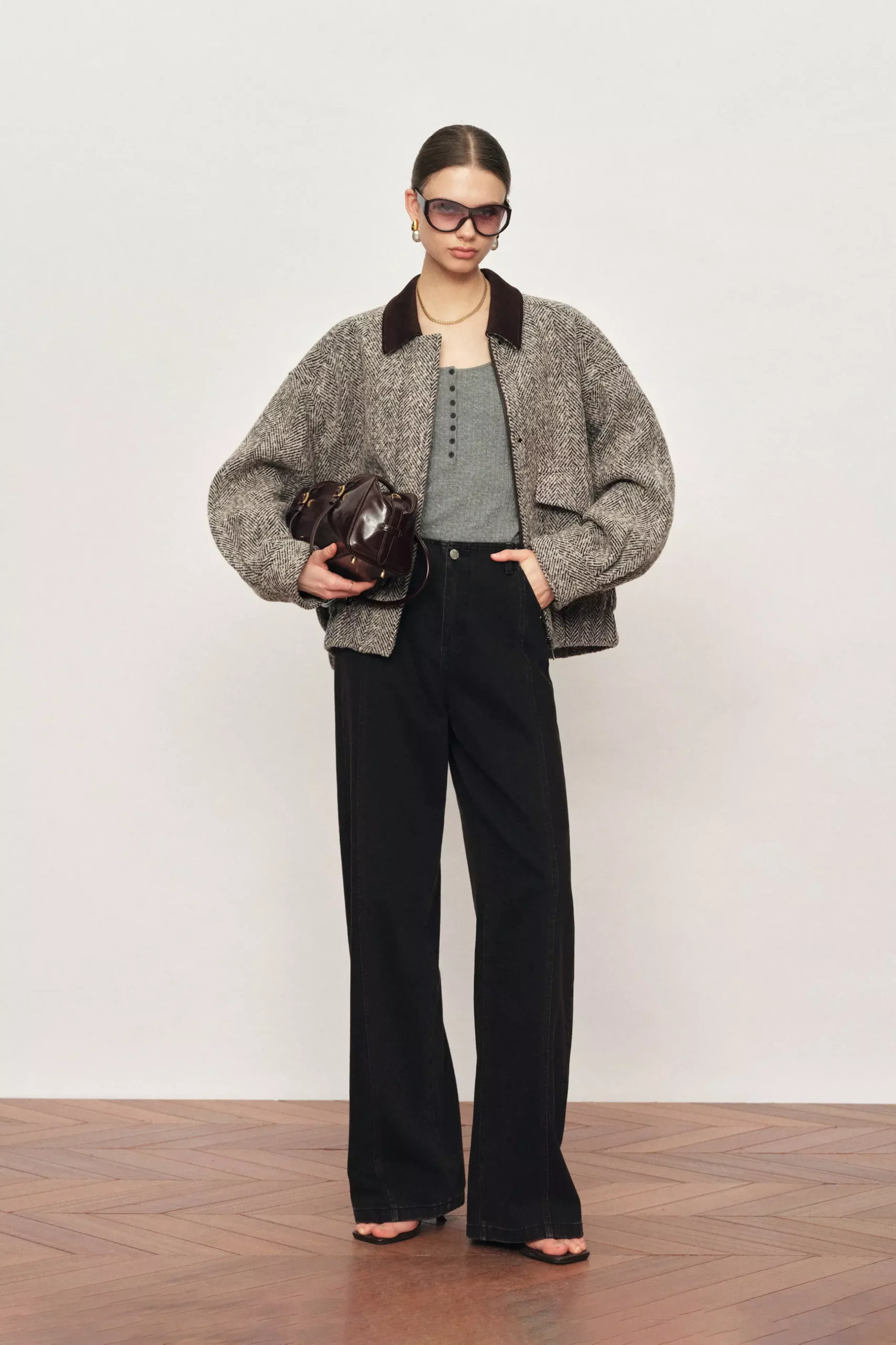 Dakota Tweed Baseball Jacket in Wool