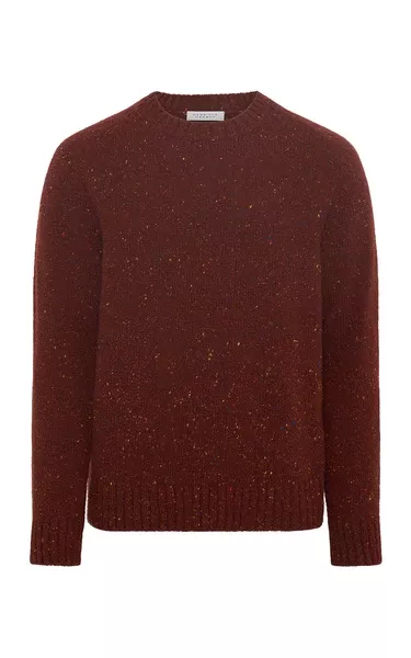 Daniel Knit Sweater in Burnt Sienna Multi Speckled Aran Cashmere
