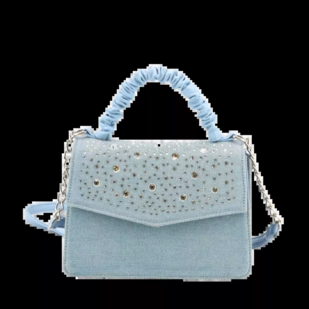 Dazzle Denim Rhinestone Crossbody Purse