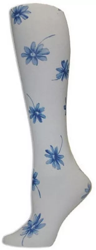 Delft Blue DaisiesTights-Large/Tall