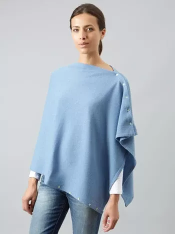 Denim Wool Cashmere and Silk Multiway Wrap