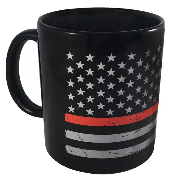 Distressed Thin Red Line American Flag Coffee Mug