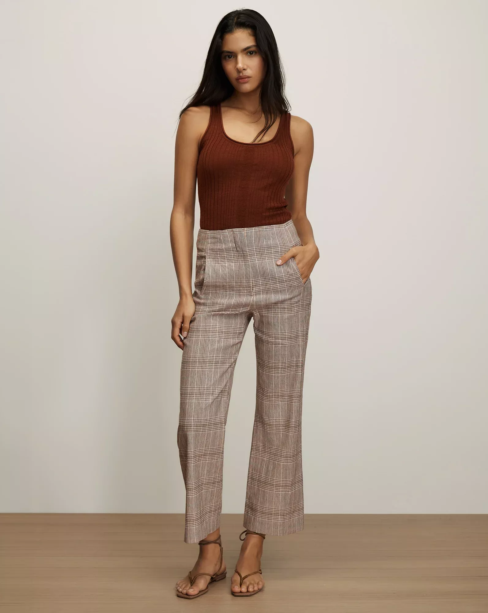Dova Plaid Wide-Leg Pant