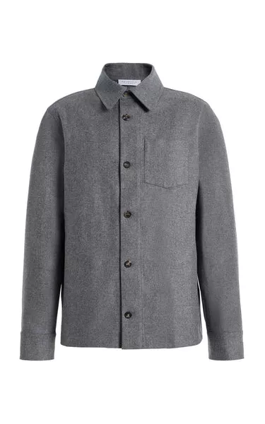 Drew Overshirt in Smoke Wool Cashmere Flannel