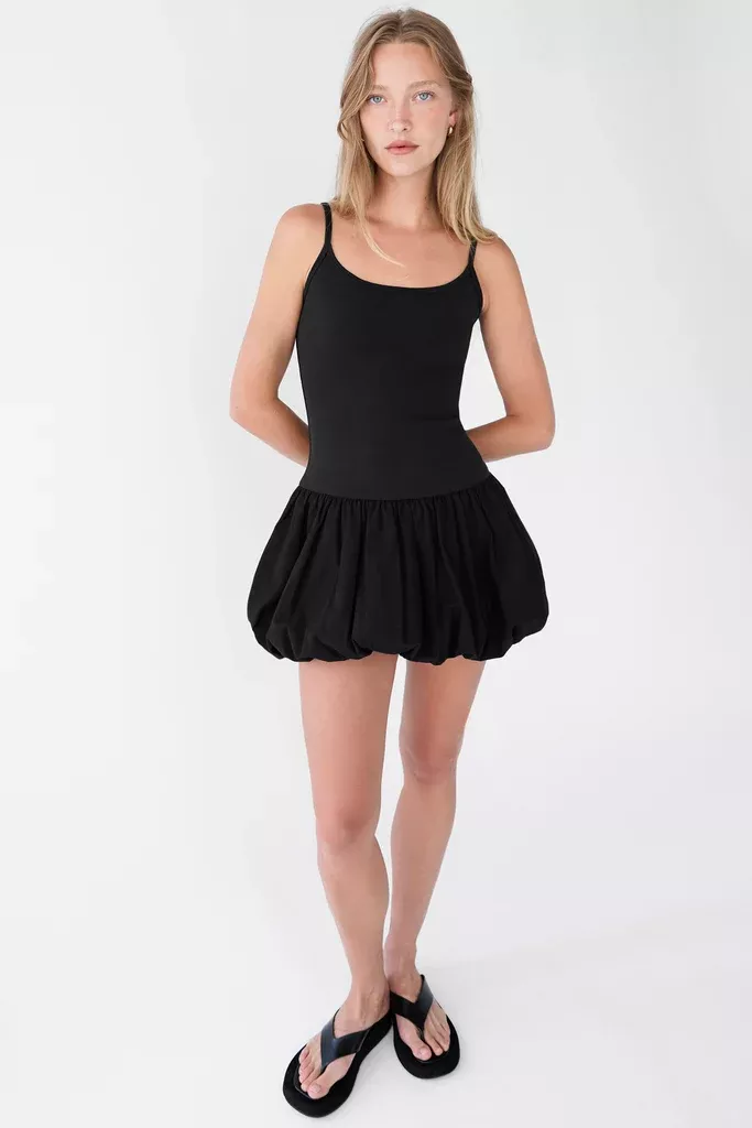 DROP WAIST BUBBLE HEM MINI DRESS