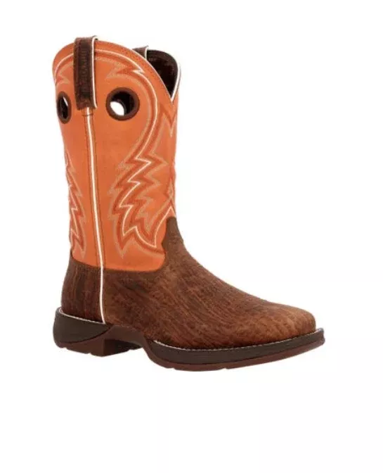DURANGO MENS REBEL CEDAR BARK AND MONARCH ORANGE WESTERN BOOT STYLE DDB0392
