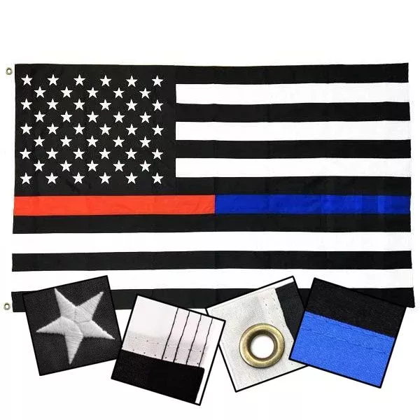 DuraSleek™ - Thin Dual Line American Flag - Sewn & Embroidered