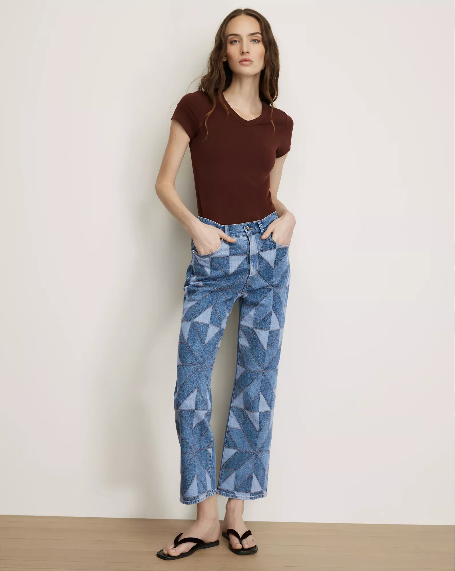 Dylan Quilt-Print Straight-Leg Jean