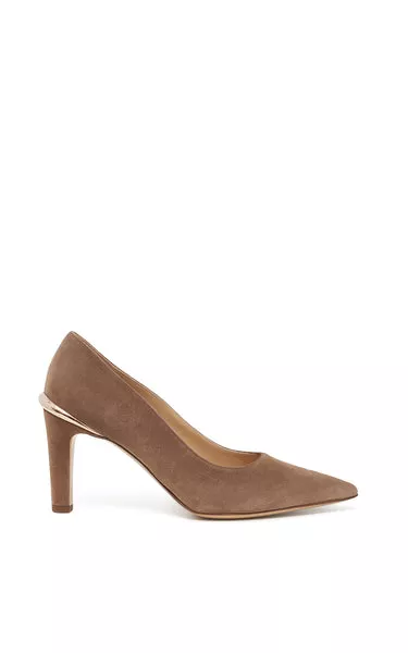 Edwina High Heel Stiletto Pump in Dark Sand Suede