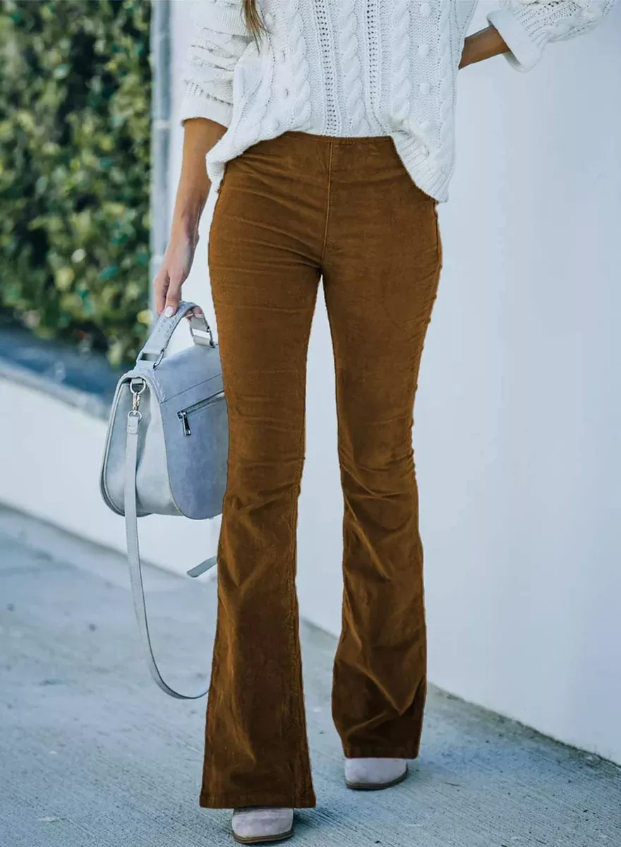 Elastic Waist Flared Pants Casual Pants