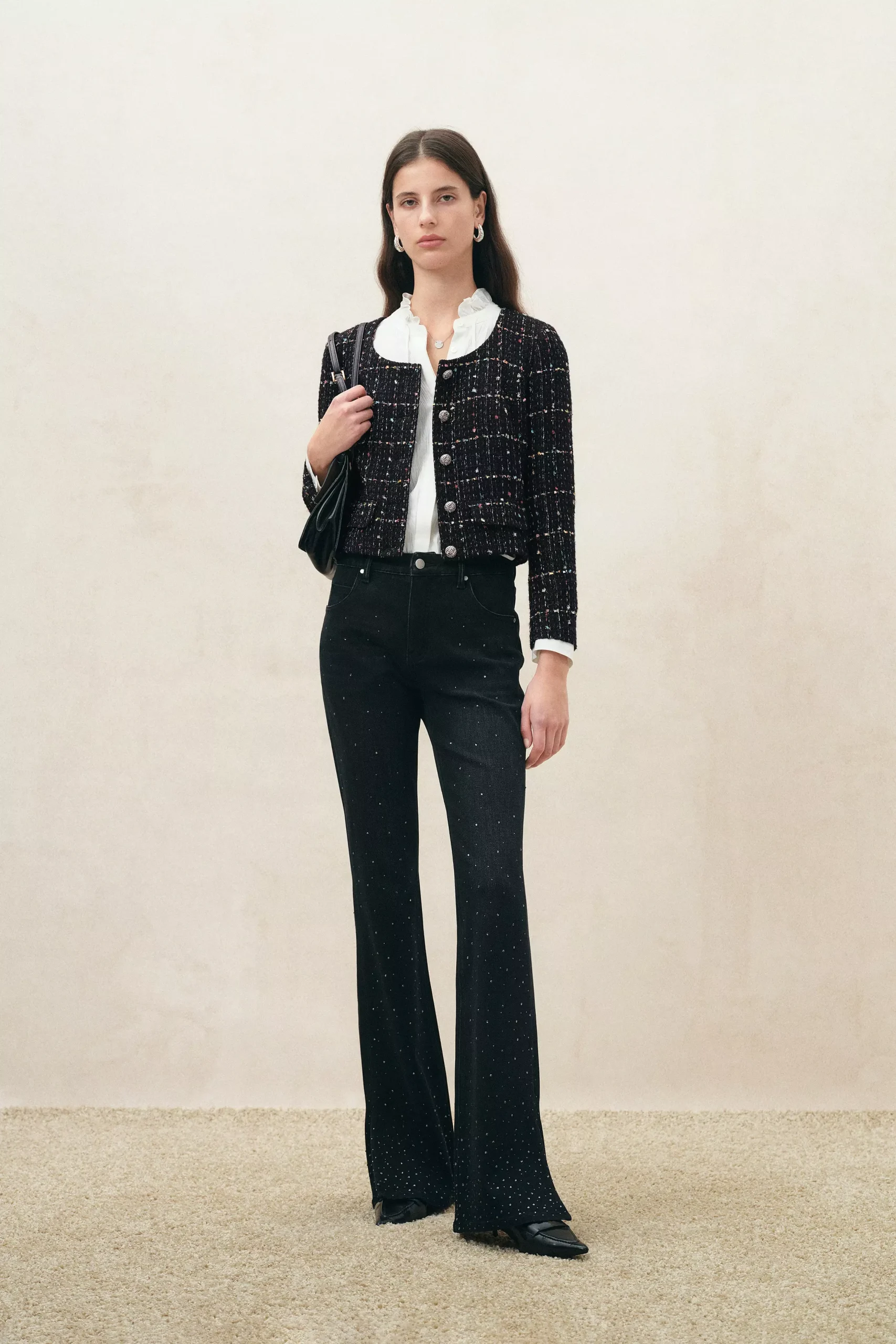 Eleanor Metallic Flecked Houndstooth Jacket in Tweed