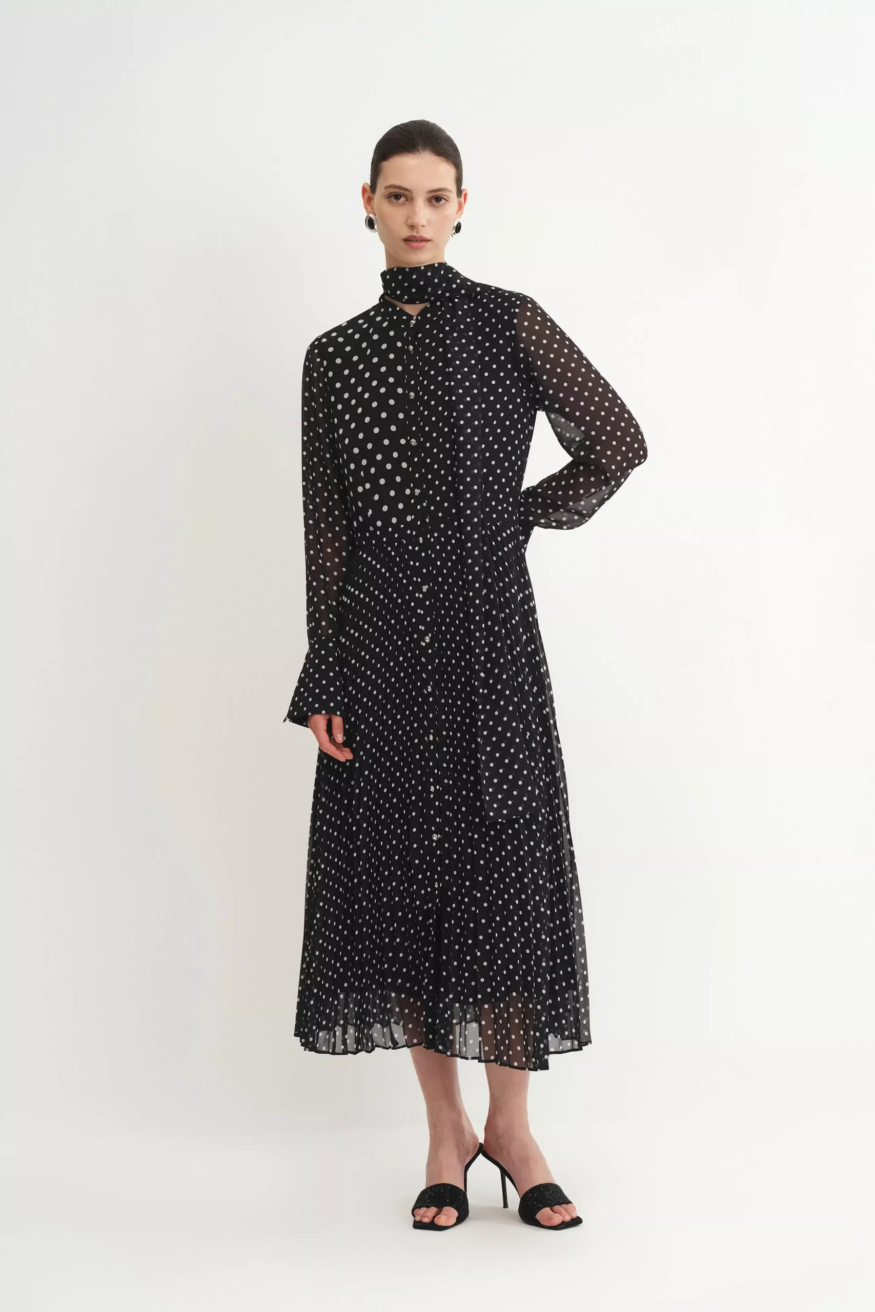 Ellie Polka Dot Dress in Chiffon