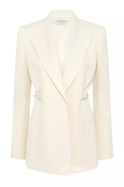 Epona Rope Blazer in Ivory Textured Linen Slub