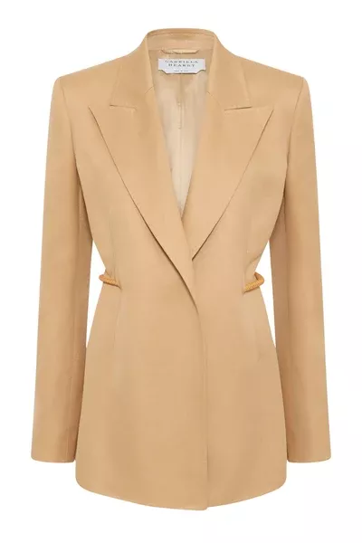 Epona Rope Blazer in Wheat Textured Linen Slub