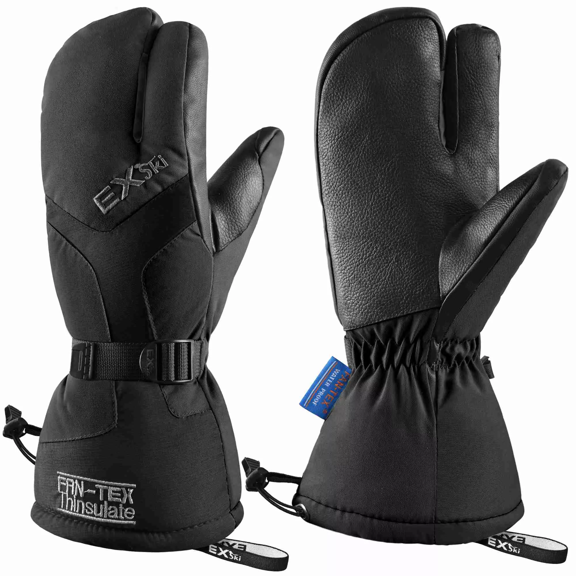 EXSKI Waterproof 3-Finger Ski Gloves