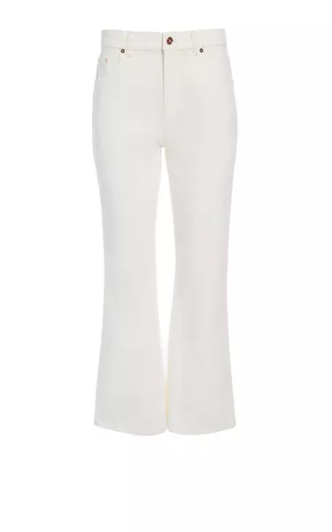Ezra Bootcut Cropped Jean in White Recycled Cotton Denim
