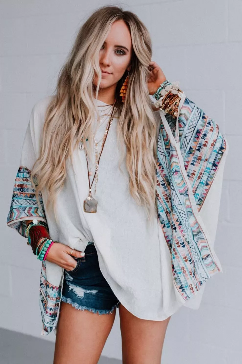 Fallon Embroidered Sleeve Poncho