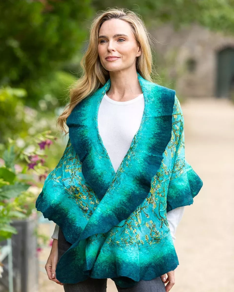 Felt Merino Wool & Silk Scarf Teal
