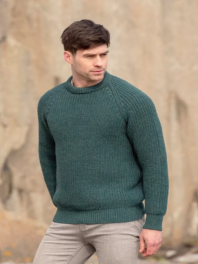 Fisherman Ribbed Crew Moss Green