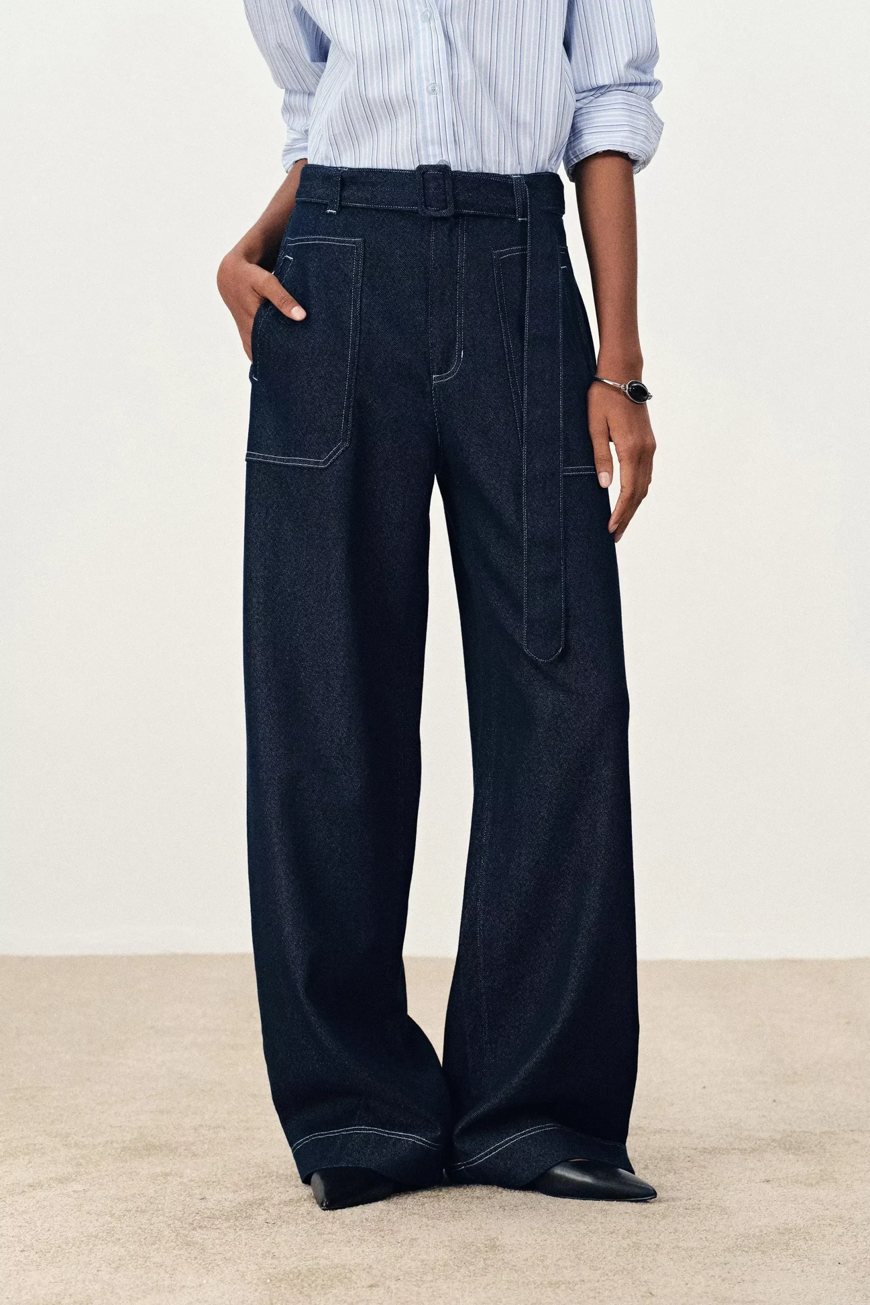 Flania Cargo Pants Jeans in Cotton Denim