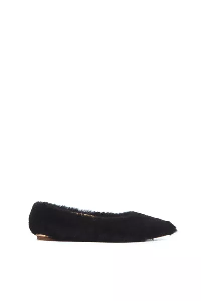 Fleur Ballerina Flat Shoe in Black Shearling