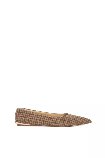 Fleur Ballerina Flat Shoe in Camel Multi Leather Houndstooth