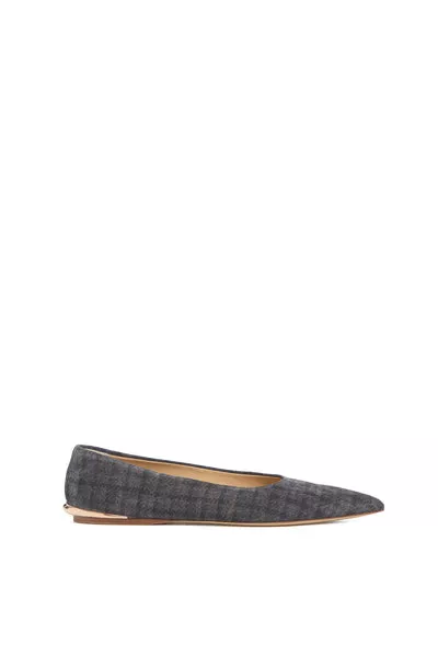 Fleur Ballerina Flat Shoe in Charcoal Multi Suede Houndstooth