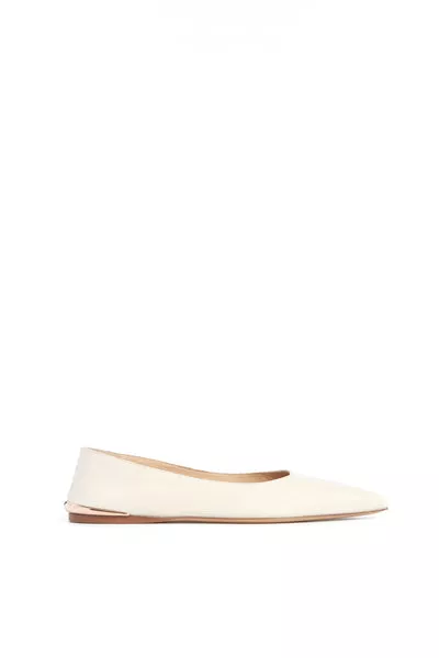 Fleur Ballerina Flat Shoe in Ivory Nappa Leather