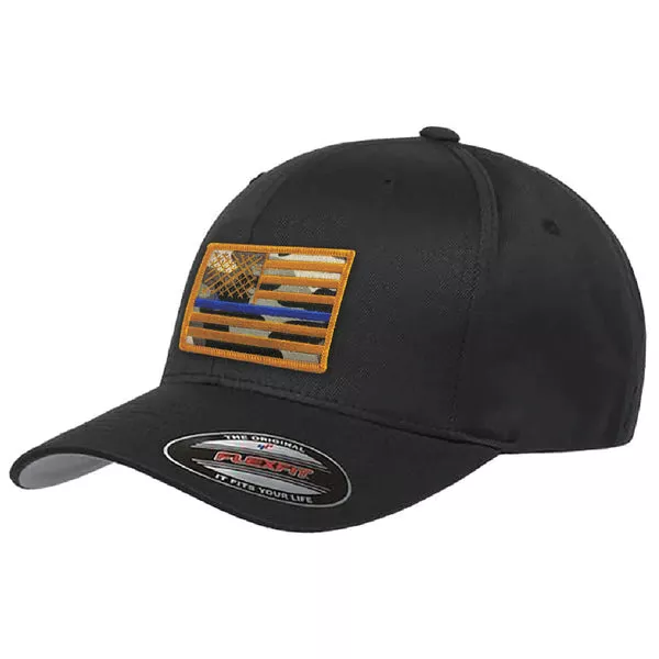 FlexFit Camo American Flag Hat, Black