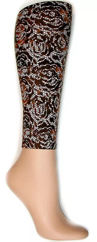 Floral Lace Brown Footless Tights