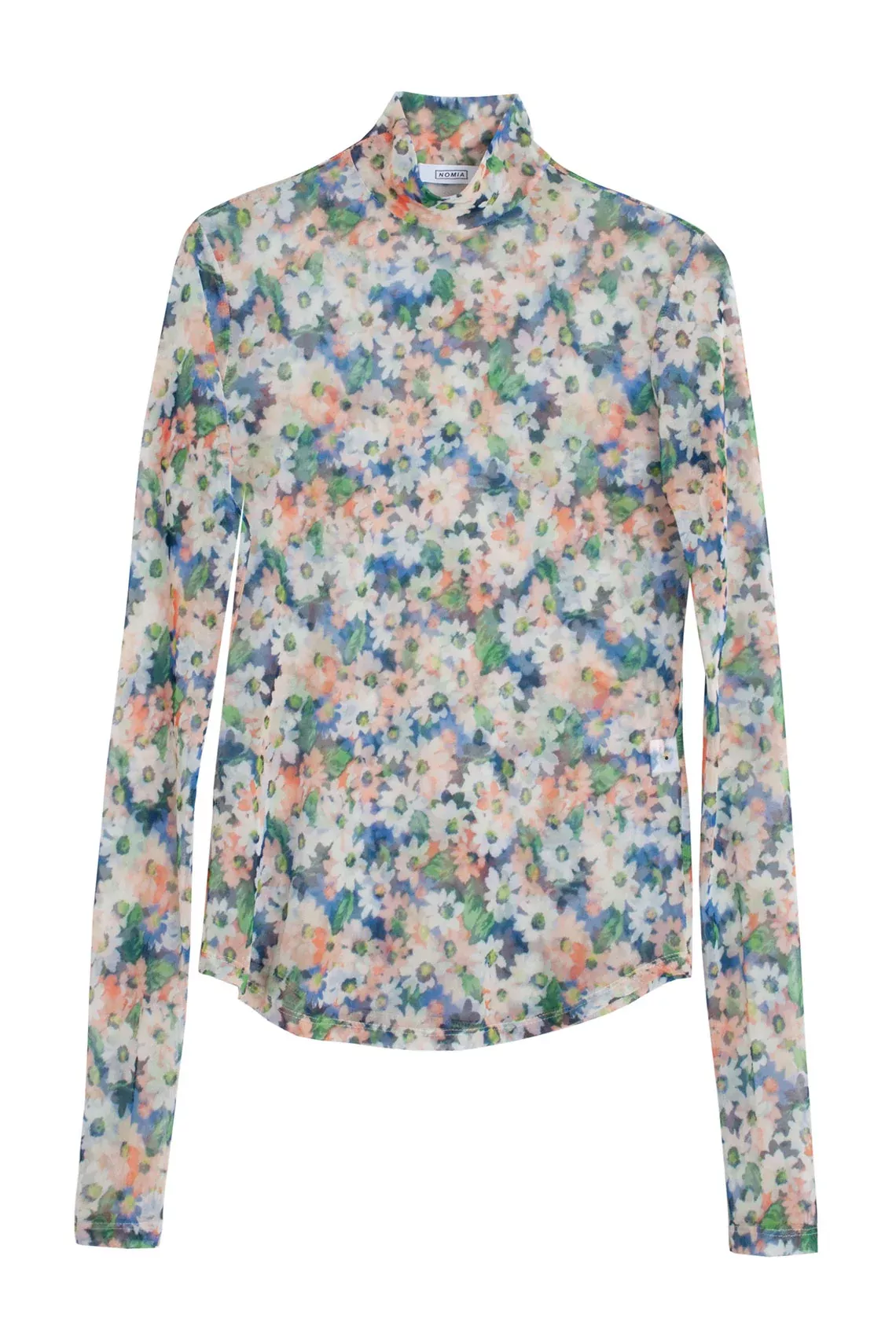 Floral Mesh Mockneck