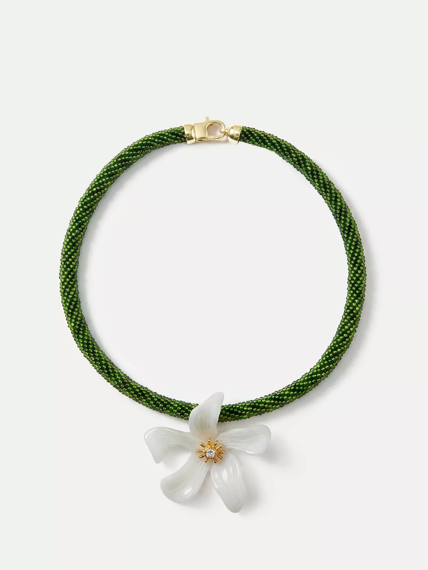 Flower Pendant Beaded Necklace