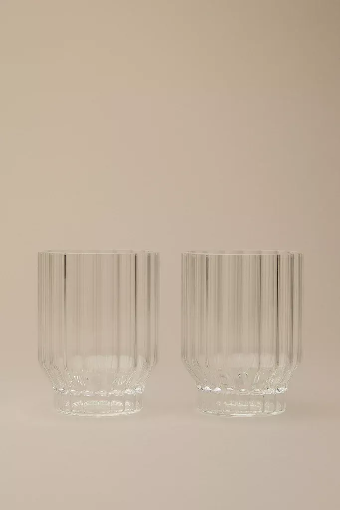 FLUTED TUMBLER GLASSES, SET OF 2