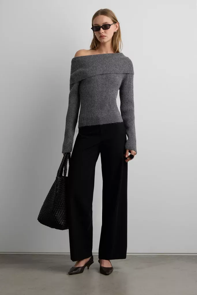 FOLD OVER OFF THE SHOULD SWEATER