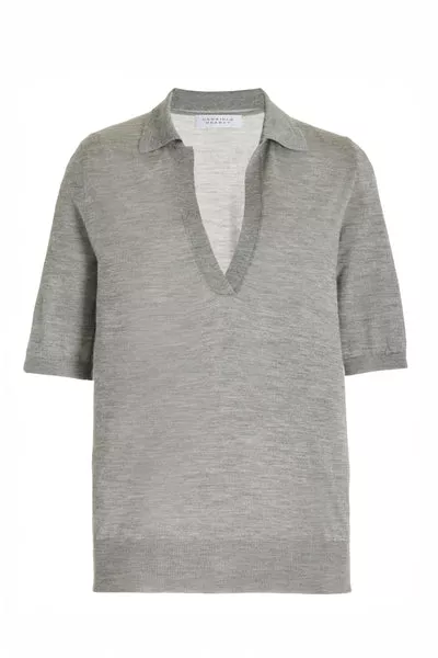 Frank Knit Polo in Heather Grey Silk Cashmere