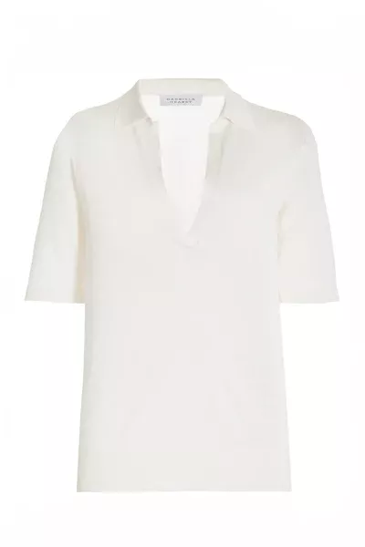 Frank Knit Polo in Ivory Silk Cashmere