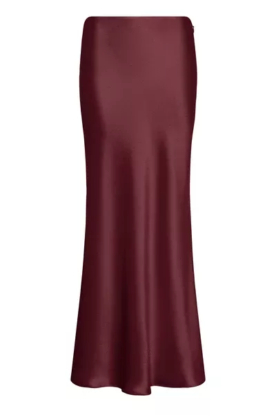 Frei Maxi Skirt in Bordeaux Silk Satin