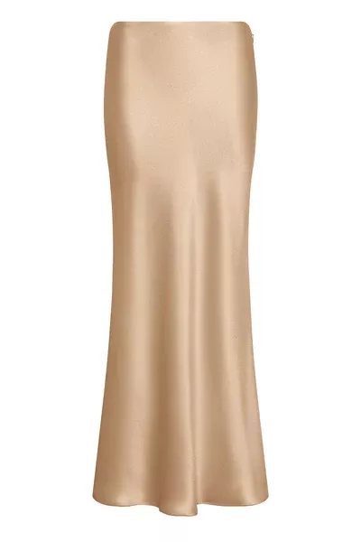 Frei Maxi Skirt in Camel Silk Satin