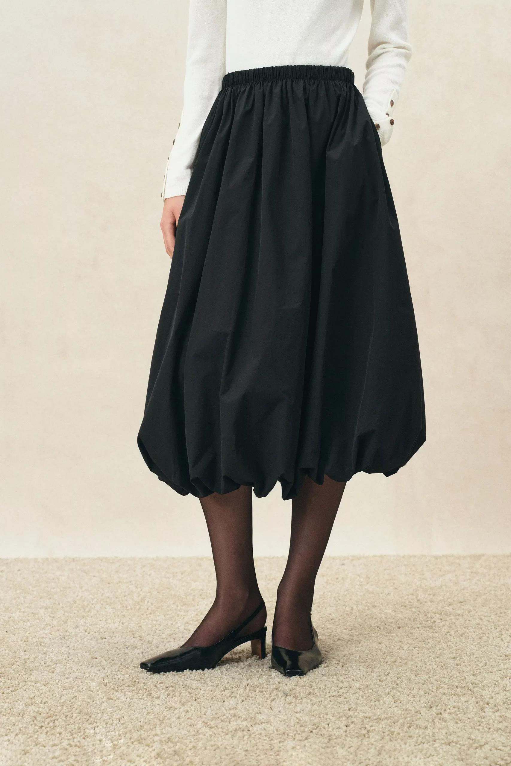 Freya Elasticated Bubble Midi Skirt
