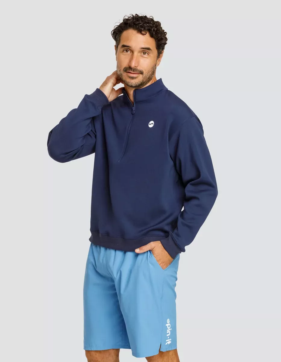 GERRY OVERSIZED QUARTER ZIP PULLOVER- NAVY BLUE